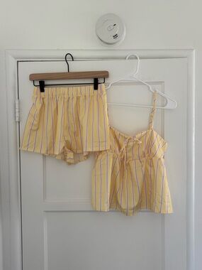 Princess Polly Yellow Striped Women's Shorts and Tank Top Set